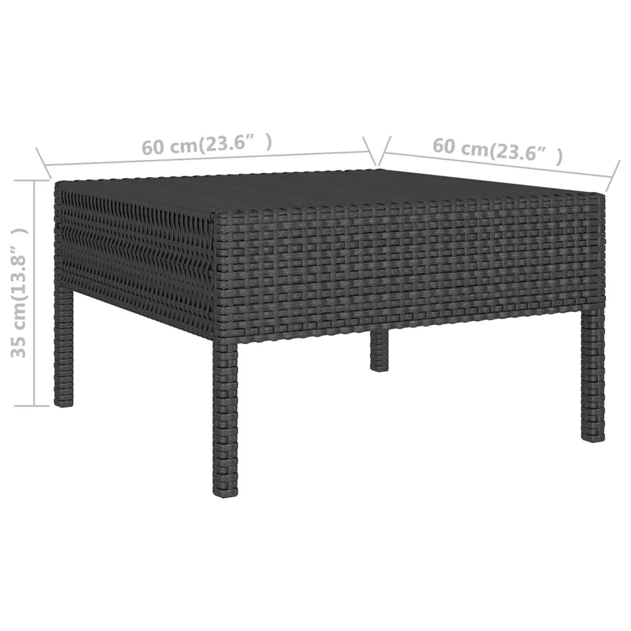 Salon de jardin 8 pcs avec coussins résine tressée noir - 8