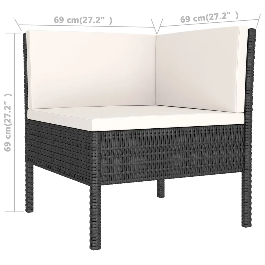 Salon de jardin 8 pcs avec coussins résine tressée noir - 9