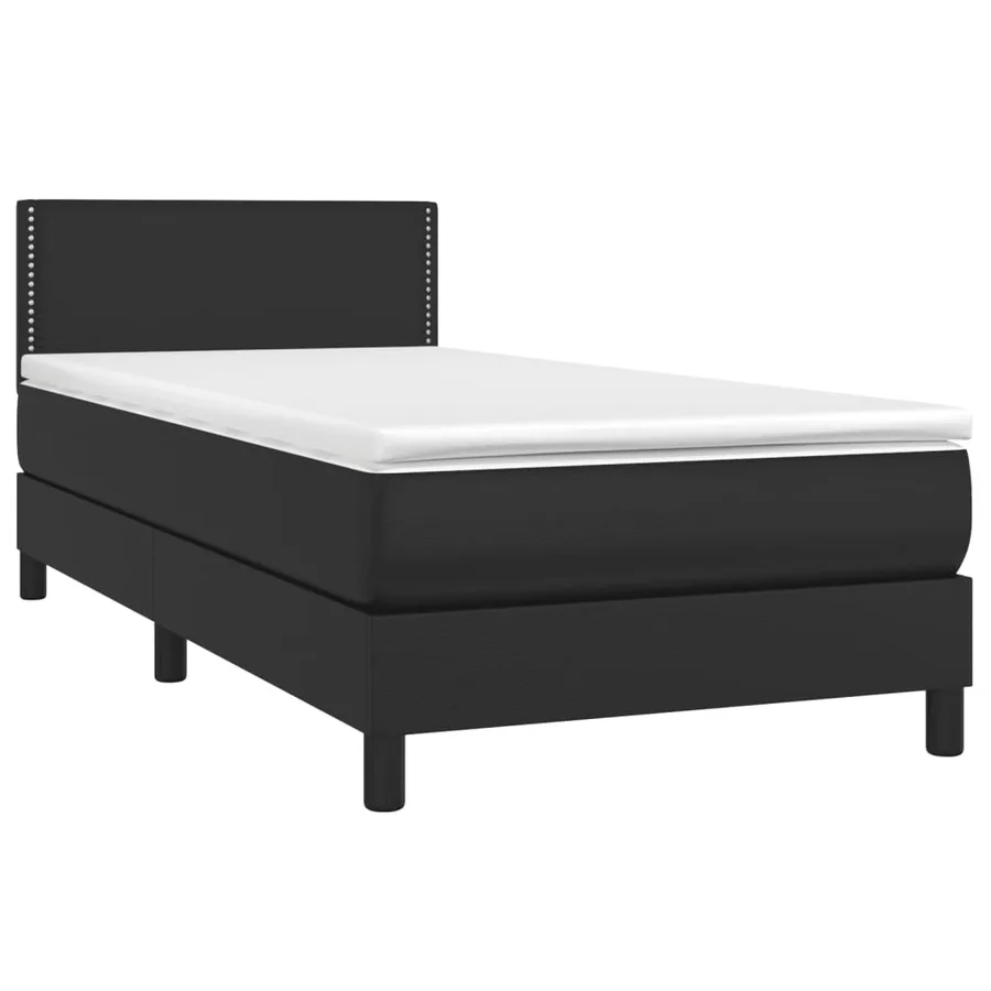 Sommier à lattes de lit avec matelas Noir 100x200 cm Similicuir - 3