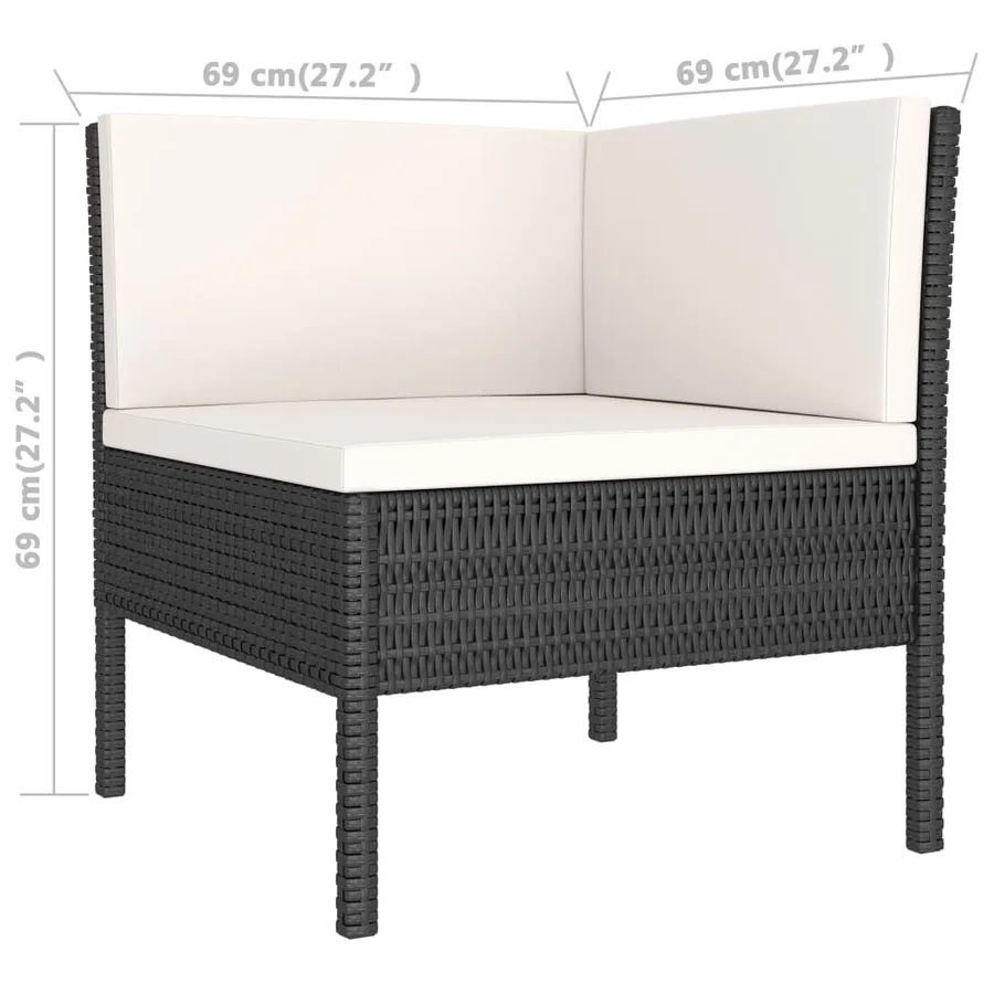 Salon de jardin 2 pcs avec coussins Résine tressée Noir - 5