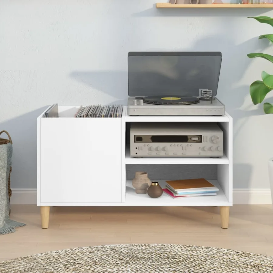 Armoire à disques blanc 84,5x38x48 cm bois d'ingénierie - 3