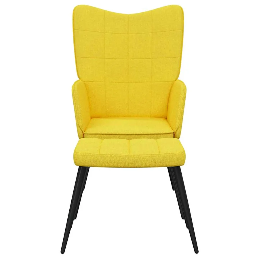 Chaise de relaxation avec tabouret Jaune moutarde Tissu - 4