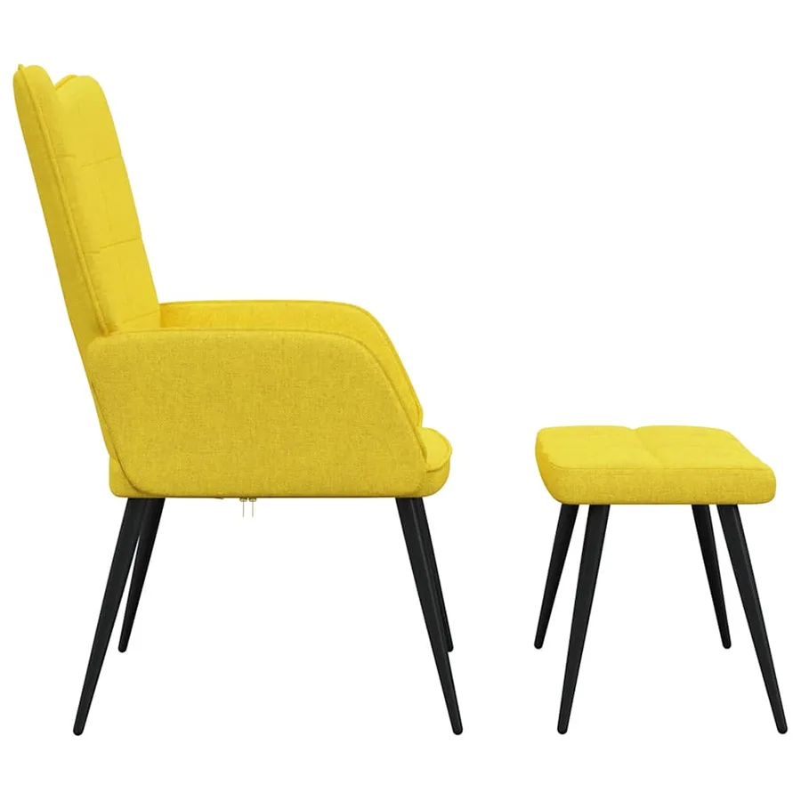 Chaise de relaxation avec tabouret Jaune moutarde Tissu - 6