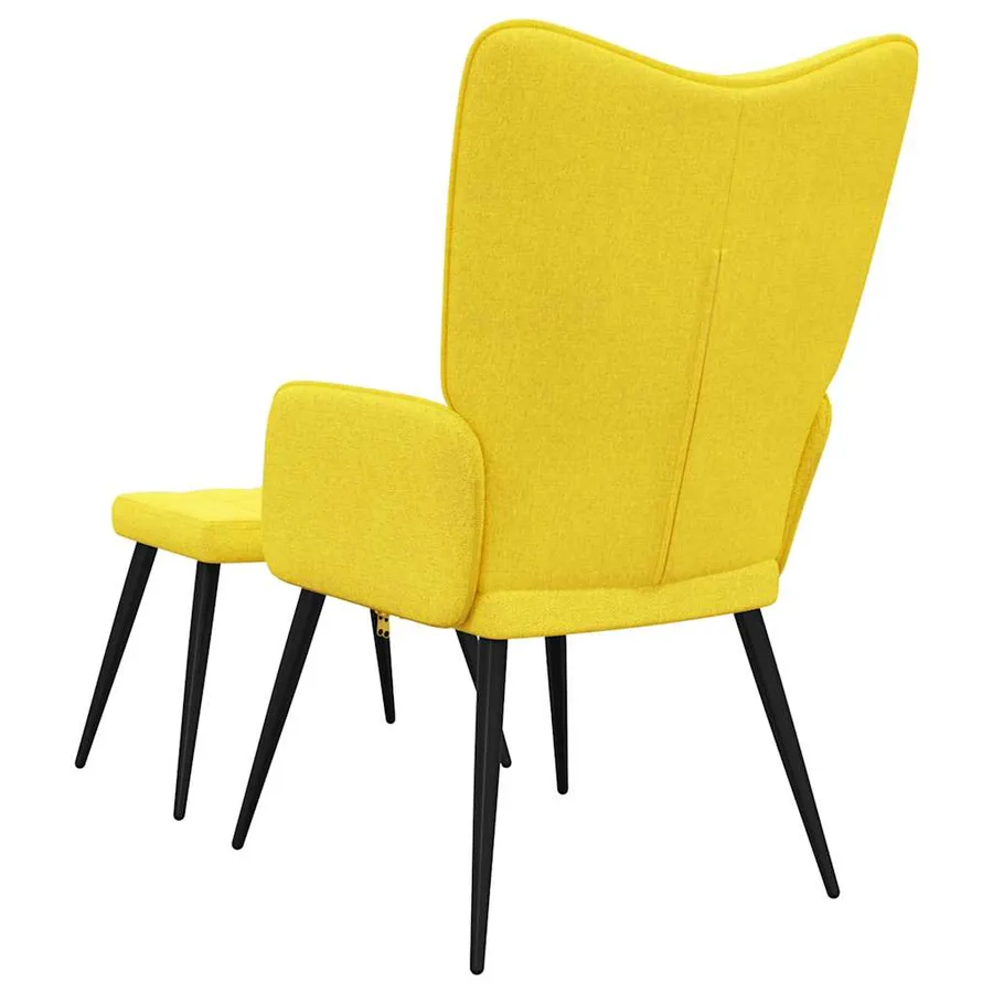 Chaise de relaxation avec tabouret Jaune moutarde Tissu - 9