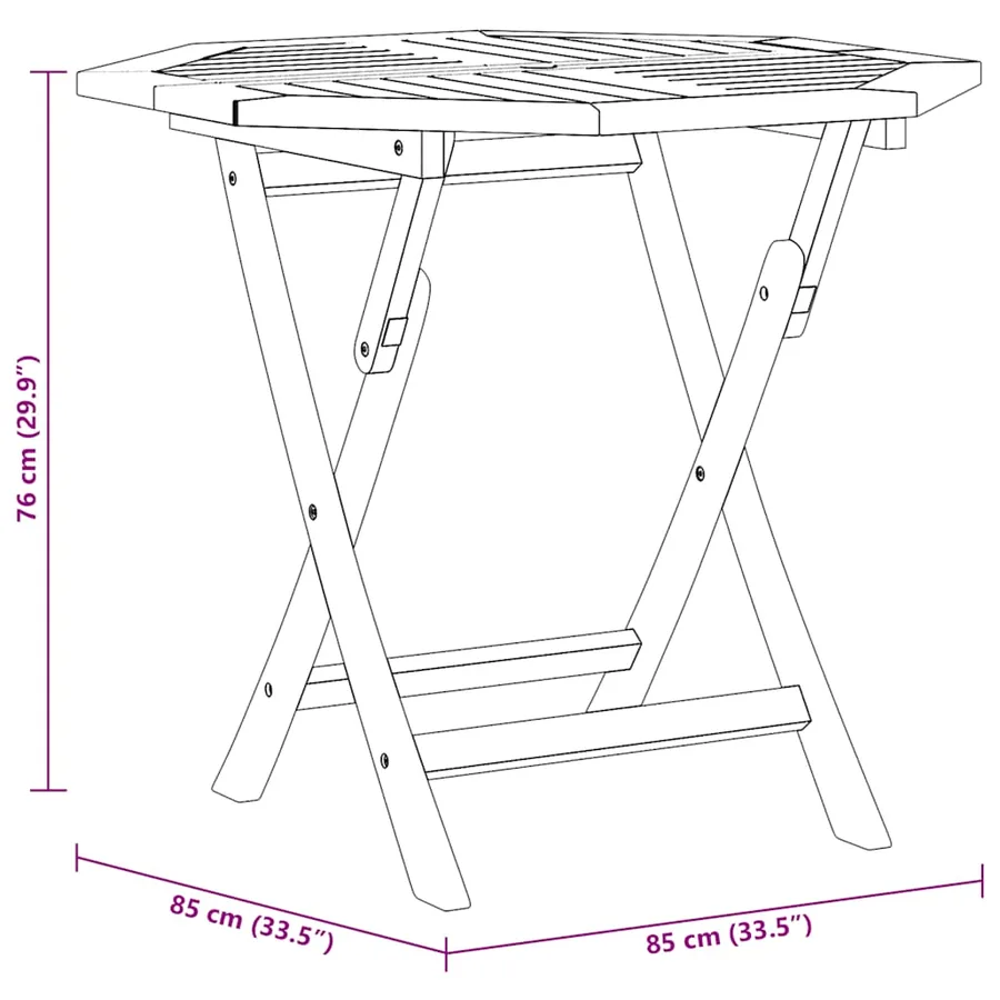 Table pliable de jardin 85x85x76 cm Bois de teck solide - 9