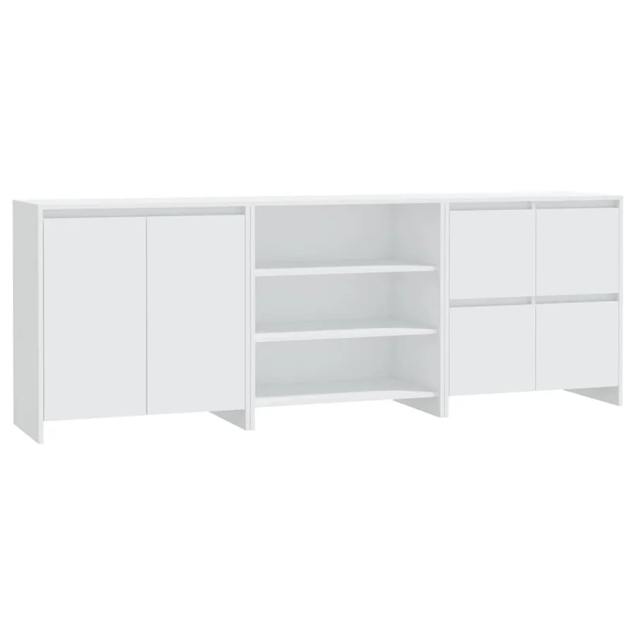 Buffets 3 pcs Blanc Bois d'ingénierie - 2