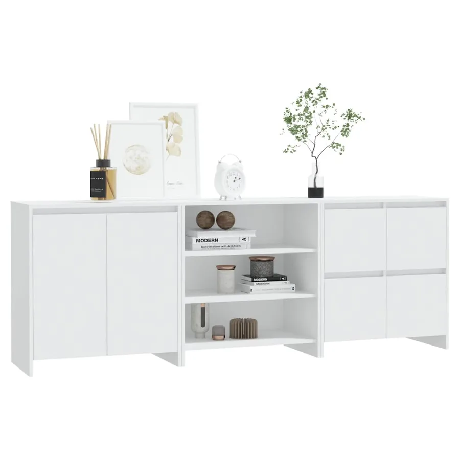 Buffets 3 pcs Blanc Bois d'ingénierie - 6