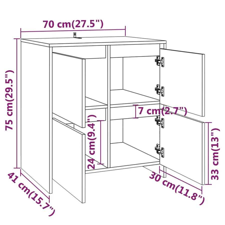 Buffets 3 pcs Blanc Bois d'ingénierie - 9