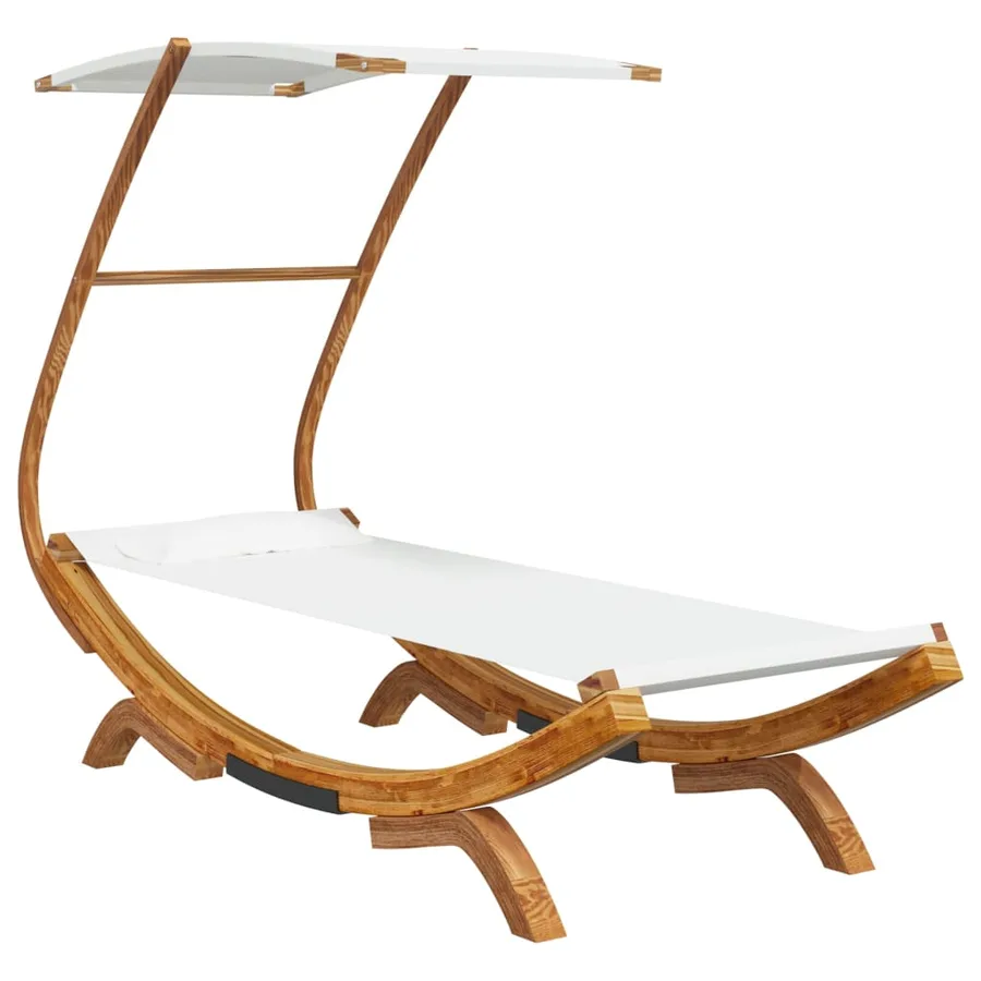 Lit repos avec auvent 100x190x134 cm Bois courbé massif Crème - 2