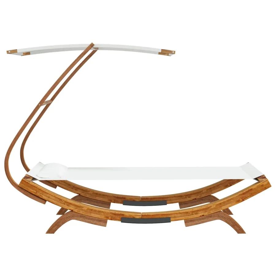 Lit repos avec auvent 100x190x134 cm Bois courbé massif Crème - 4