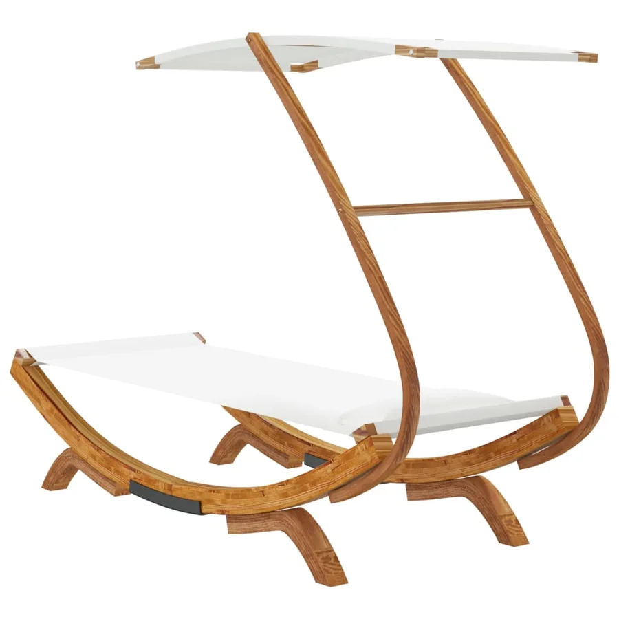 Lit repos avec auvent 100x190x134 cm Bois courbé massif Crème - 5