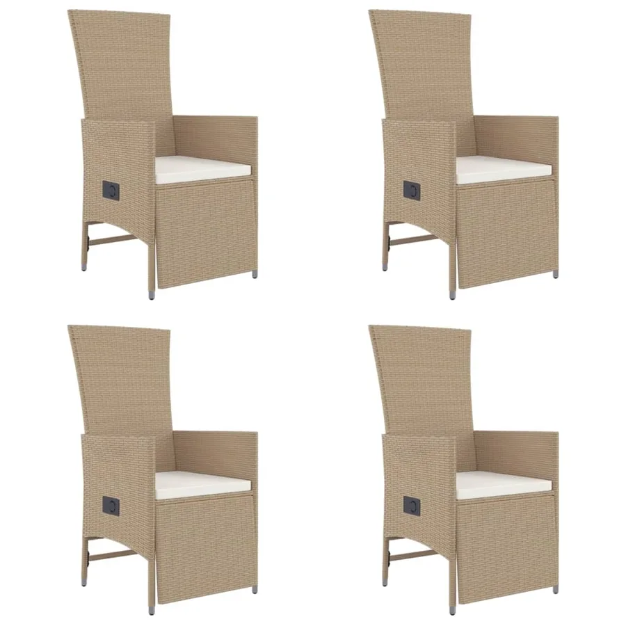 Ensemble à manger de jardin avec coussins 5pcs Beige poly rotin - 4