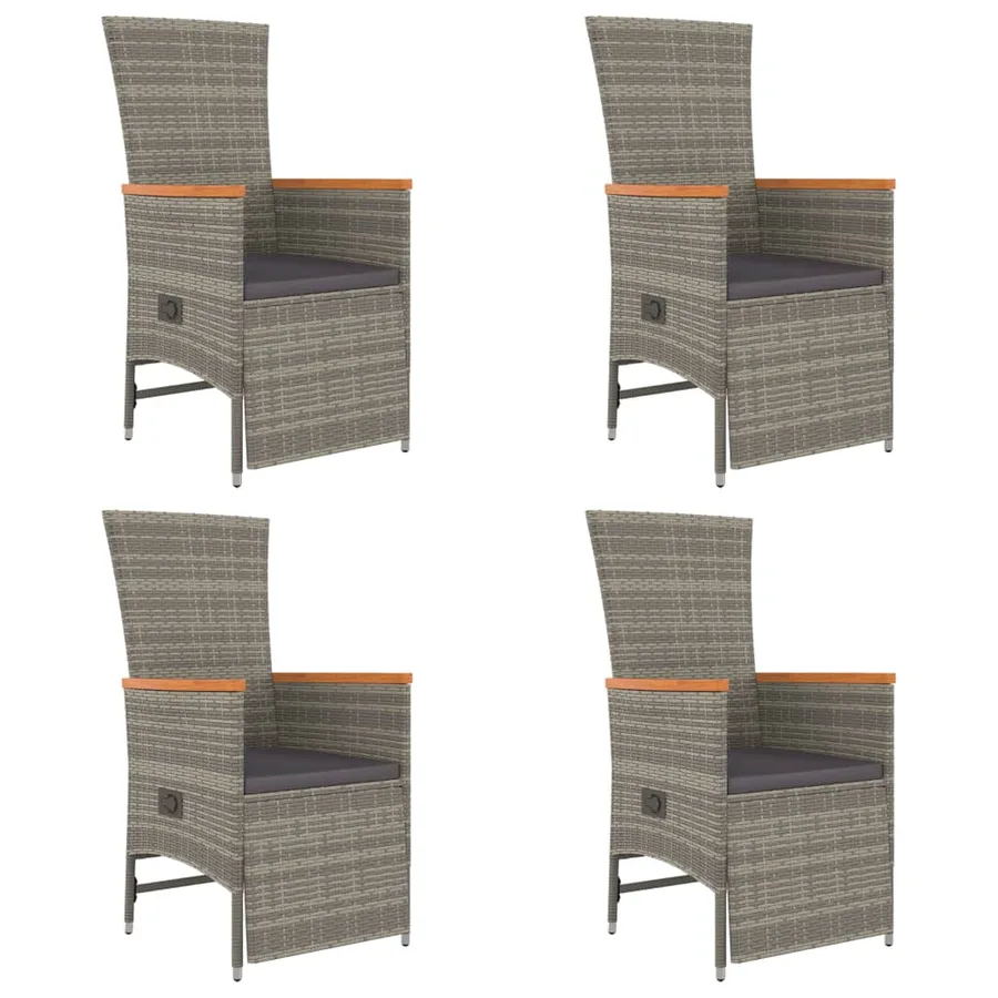 Ensemble à manger de jardin 5 pcs coussins gris résine tressée - 4