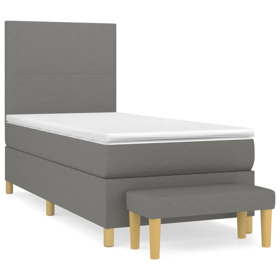Sommier à lattes de lit avec matelas Gris foncé 90x200 cm Tissu - 2