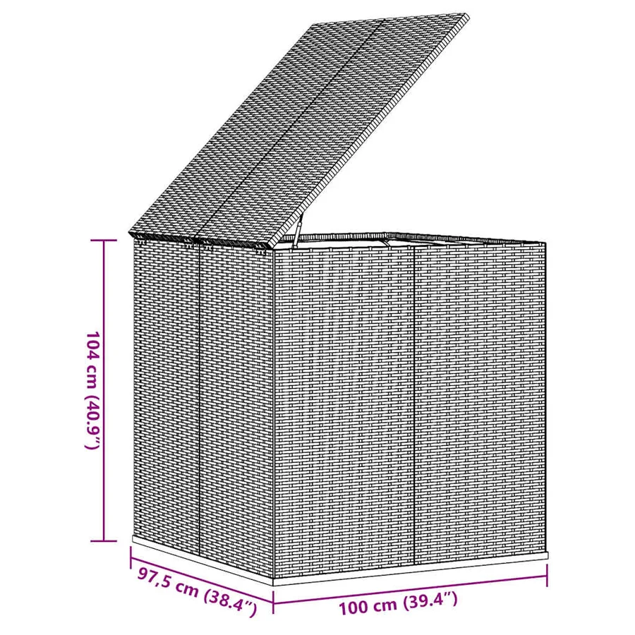Boîte à coussins de jardin Résine tressée 100x97,5x104 cm Gris - 9