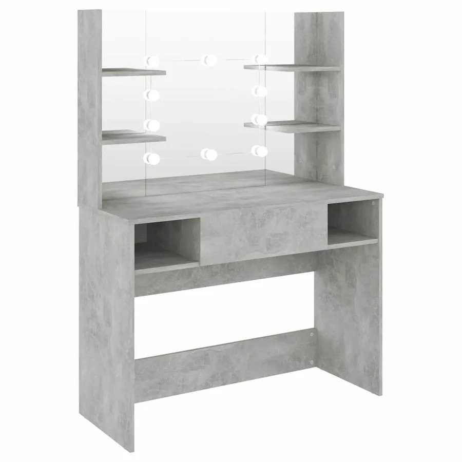 Table de maquillage éclairage LED 100x40x135 cm MDF Gris béton - 2