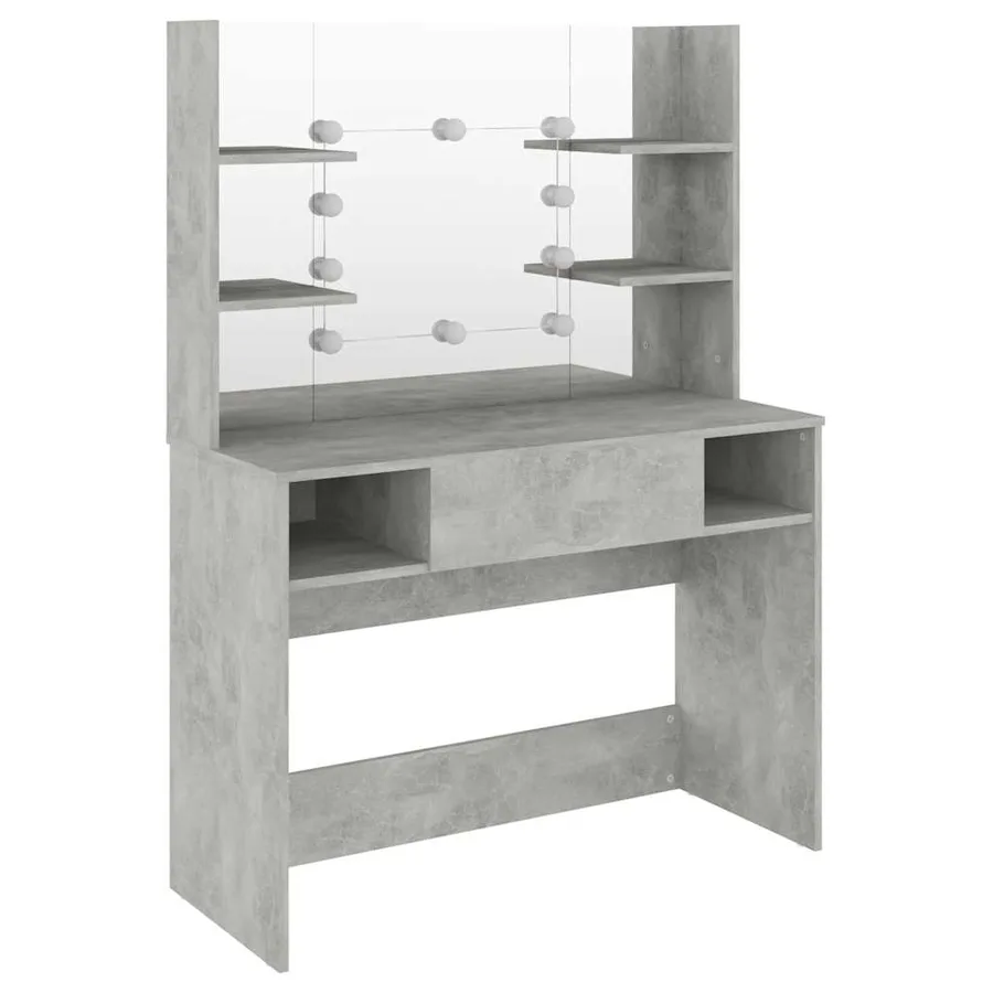 Table de maquillage éclairage LED 100x40x135 cm MDF Gris béton - 5