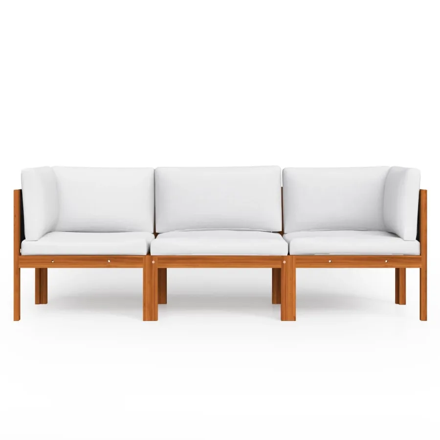 Canapé de jardin 3 places avec coussin en bois d'acacia et corde - 3