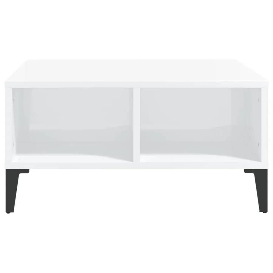 Table basse blanc brillant 60x60x30 cm bois d'ingénierie - 3