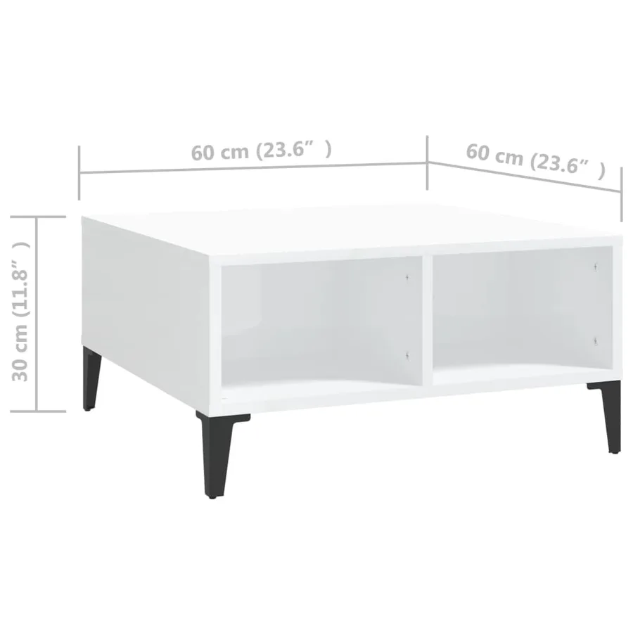 Table basse blanc brillant 60x60x30 cm bois d'ingénierie - 6
