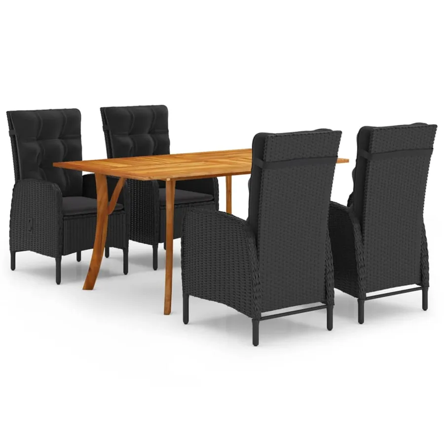 Ensemble à manger de jardin 5 pcs Noir