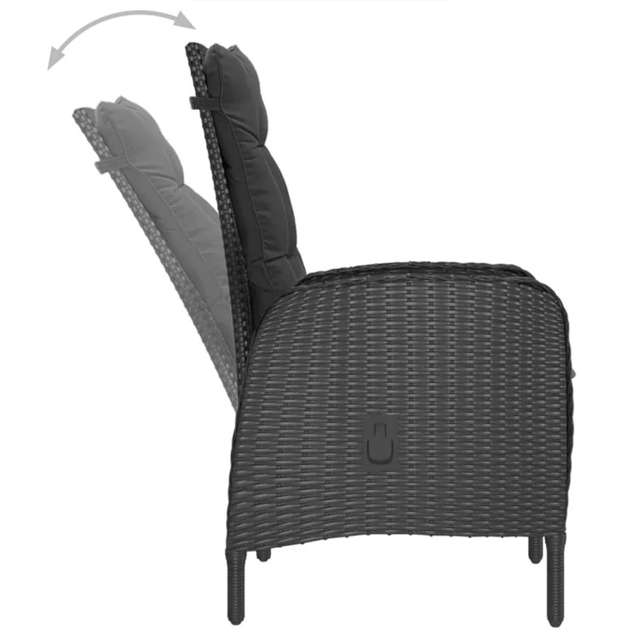 Ensemble à manger de jardin 5 pcs Noir - 4