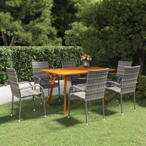 Ensemble à manger de jardin 7 pcs Gris