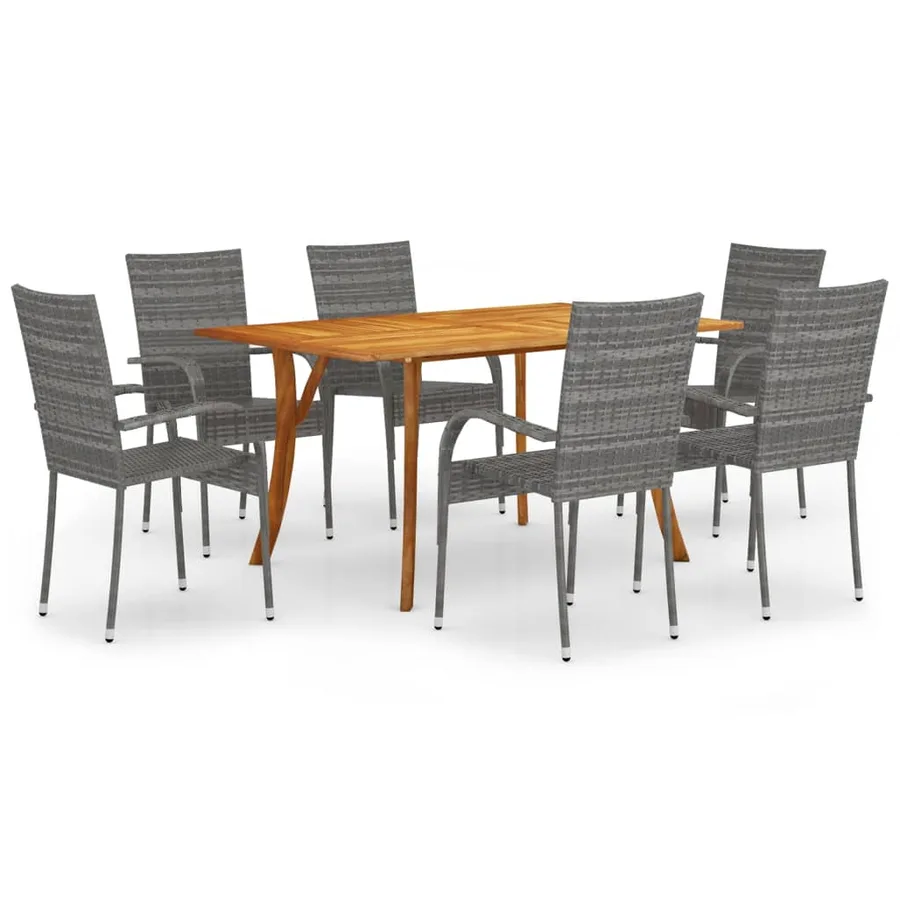 Ensemble à manger de jardin 7 pcs Gris - 2