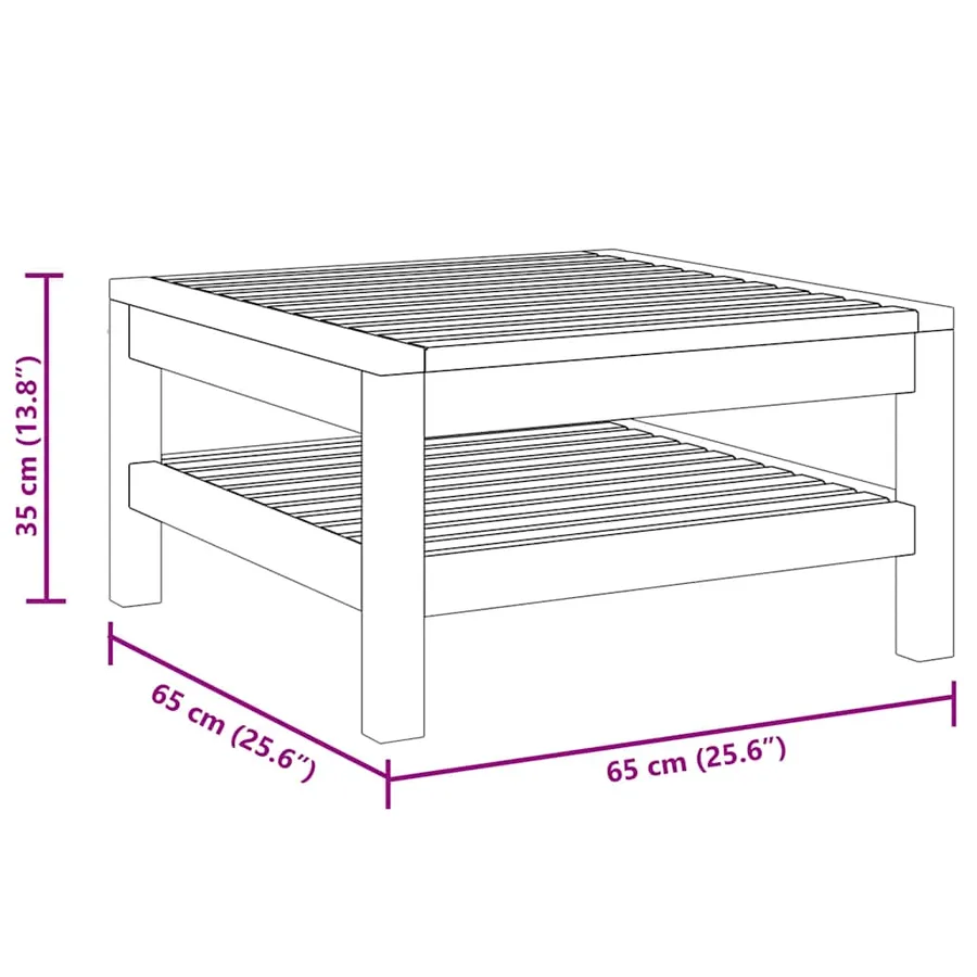 Table basse 65x65x35 cm Bois d'acacia solide - 6
