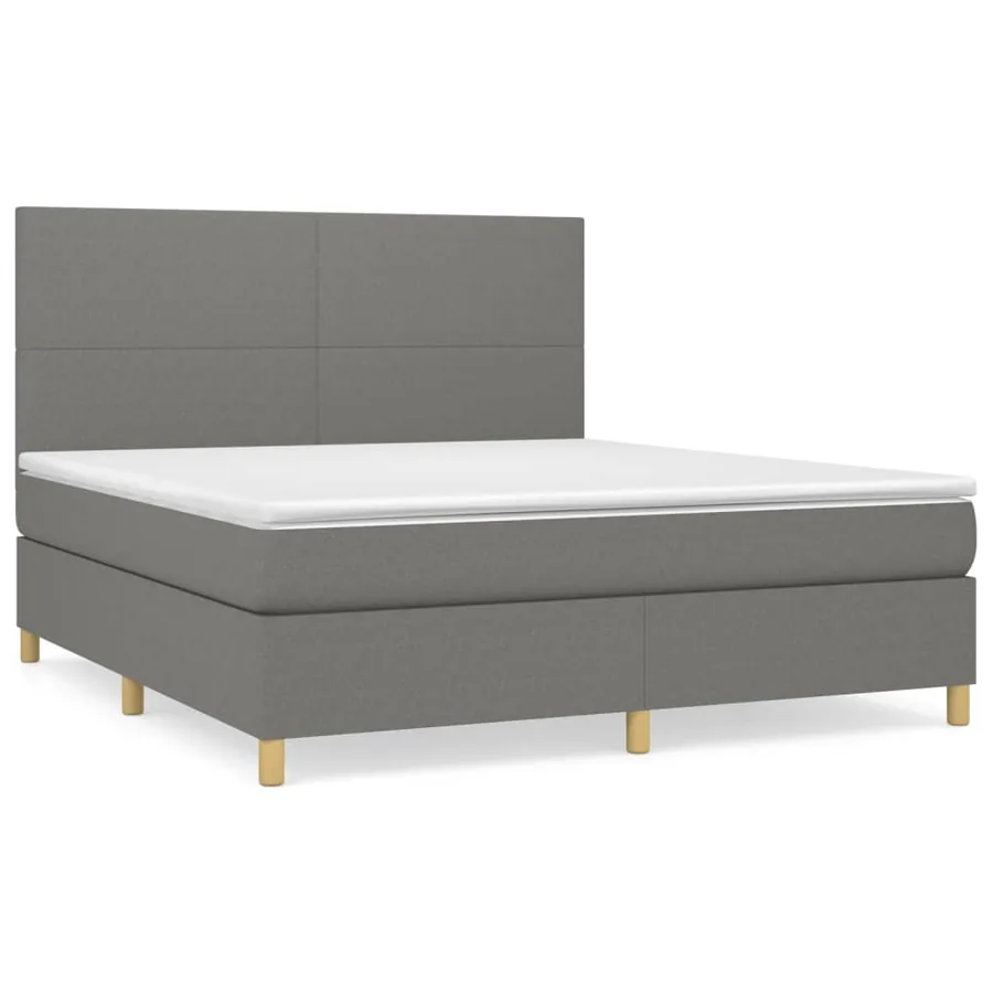 Sommier à lattes de lit avec matelas Gris foncé 180x200cm Tissu - 2