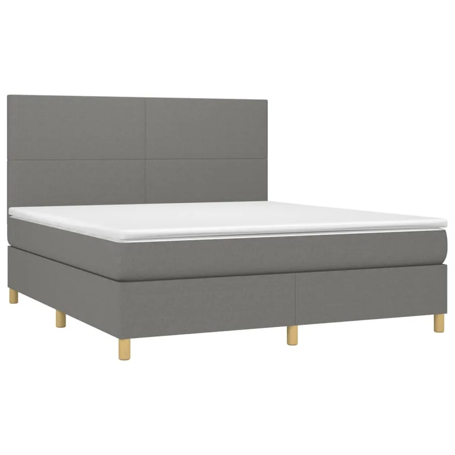 Sommier à lattes de lit avec matelas Gris foncé 180x200cm Tissu - 3