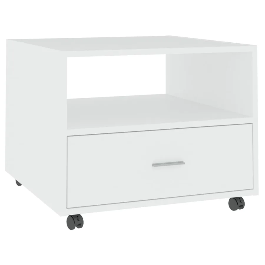 Table basse blanc 55x55x40 cm bois d'ingénierie - 2
