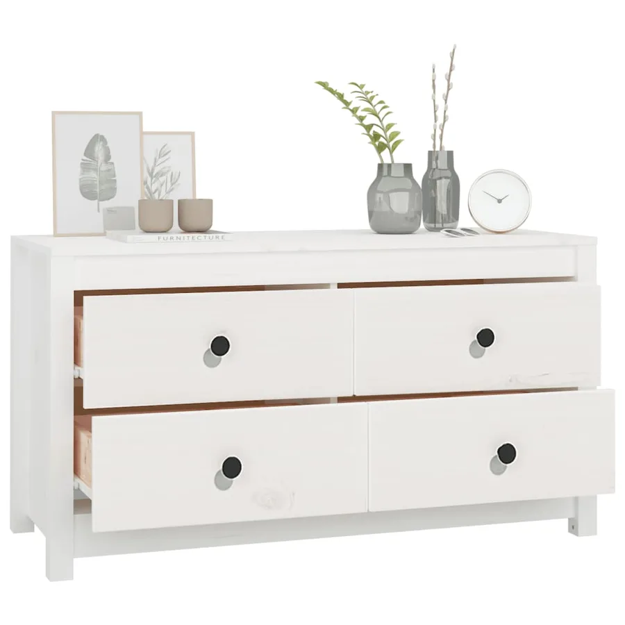 Armoire latérale Blanc 100x40x54 cm Bois de pin massif - 7