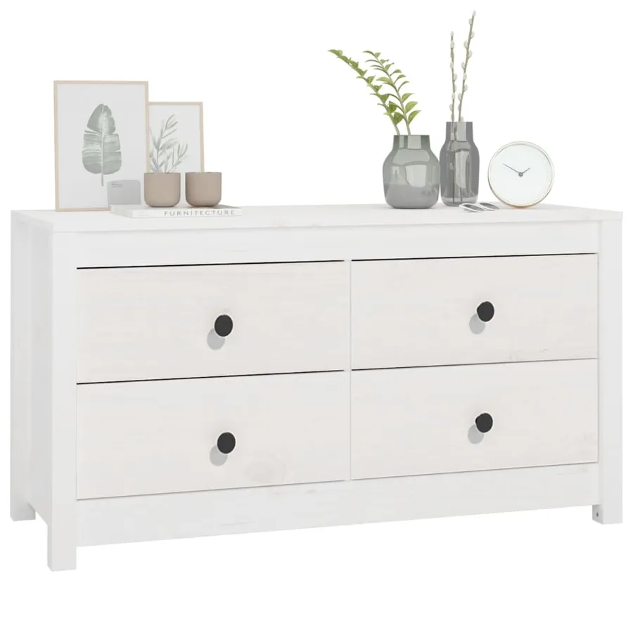 Armoire latérale Blanc 100x40x54 cm Bois de pin massif - 8