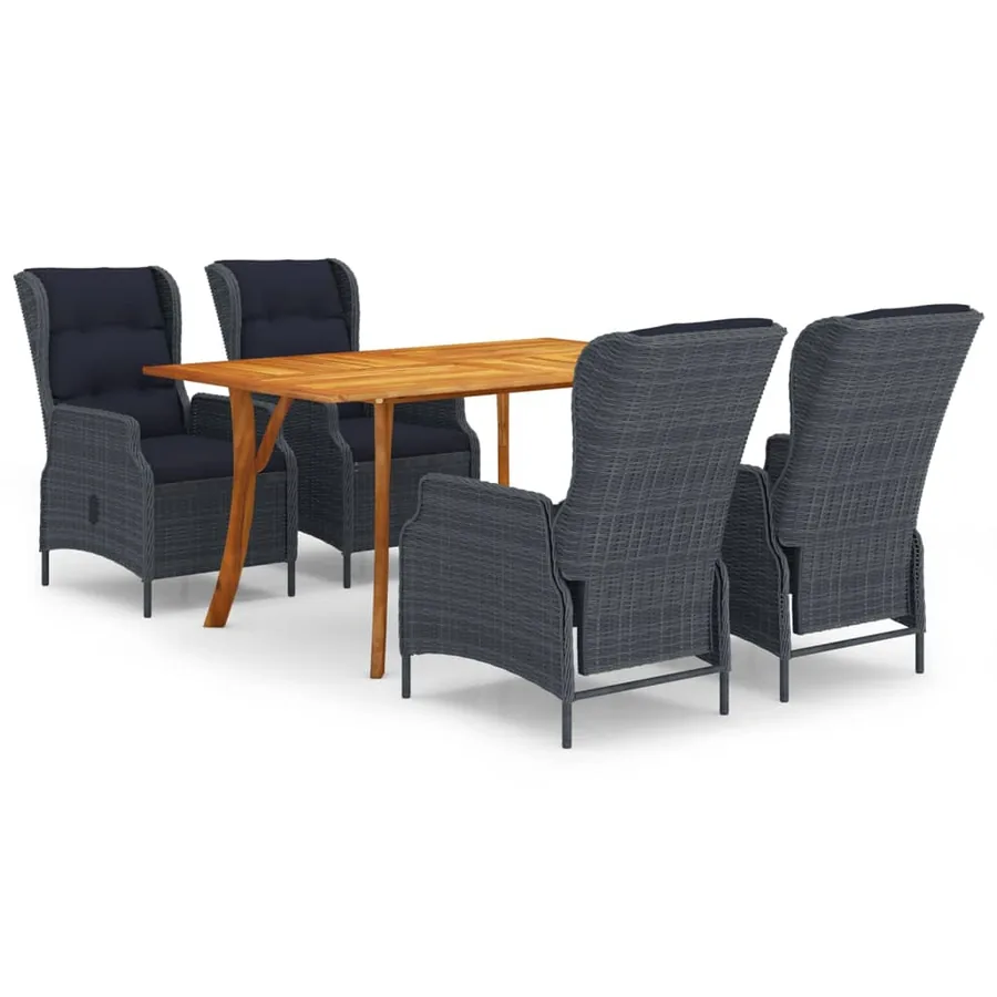 Ensemble à manger de jardin 5 pcs Gris foncé