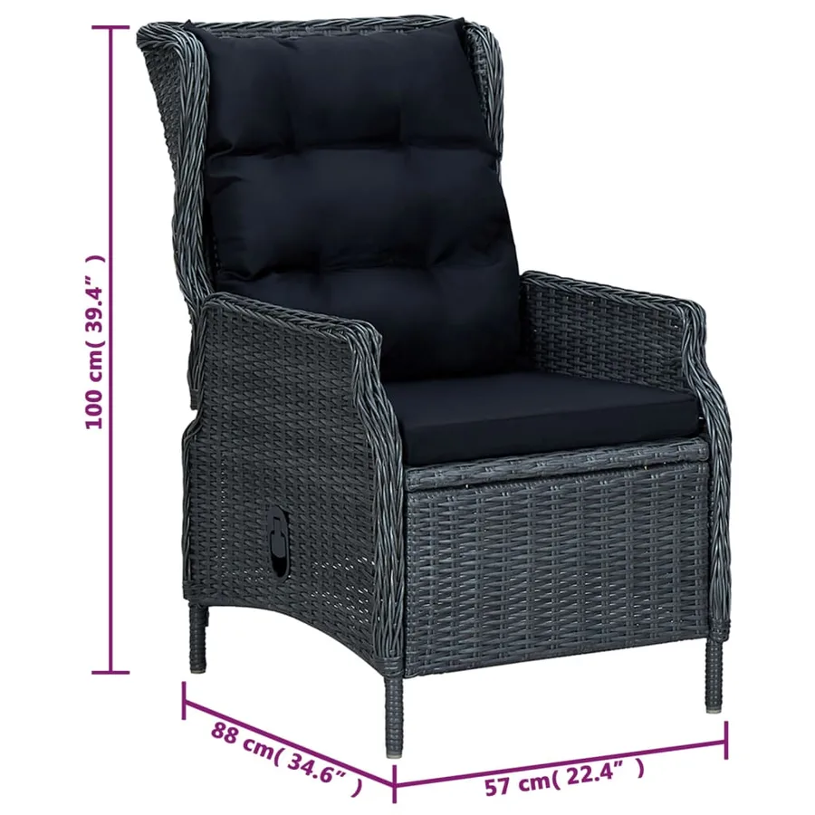 Ensemble à manger de jardin 5 pcs Gris foncé - 11