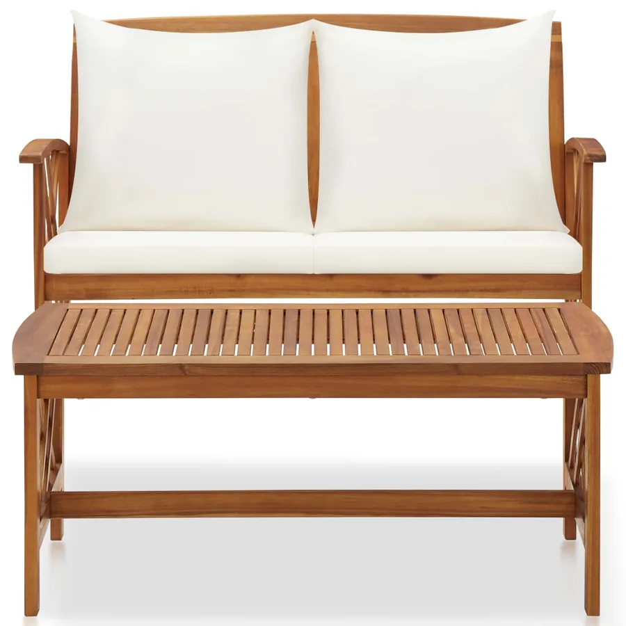 Salon de jardin 2 pcs avec coussins bois d'acacia solide - 3