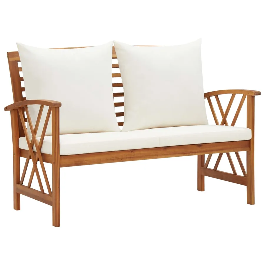 Salon de jardin 2 pcs avec coussins bois d'acacia solide - 4