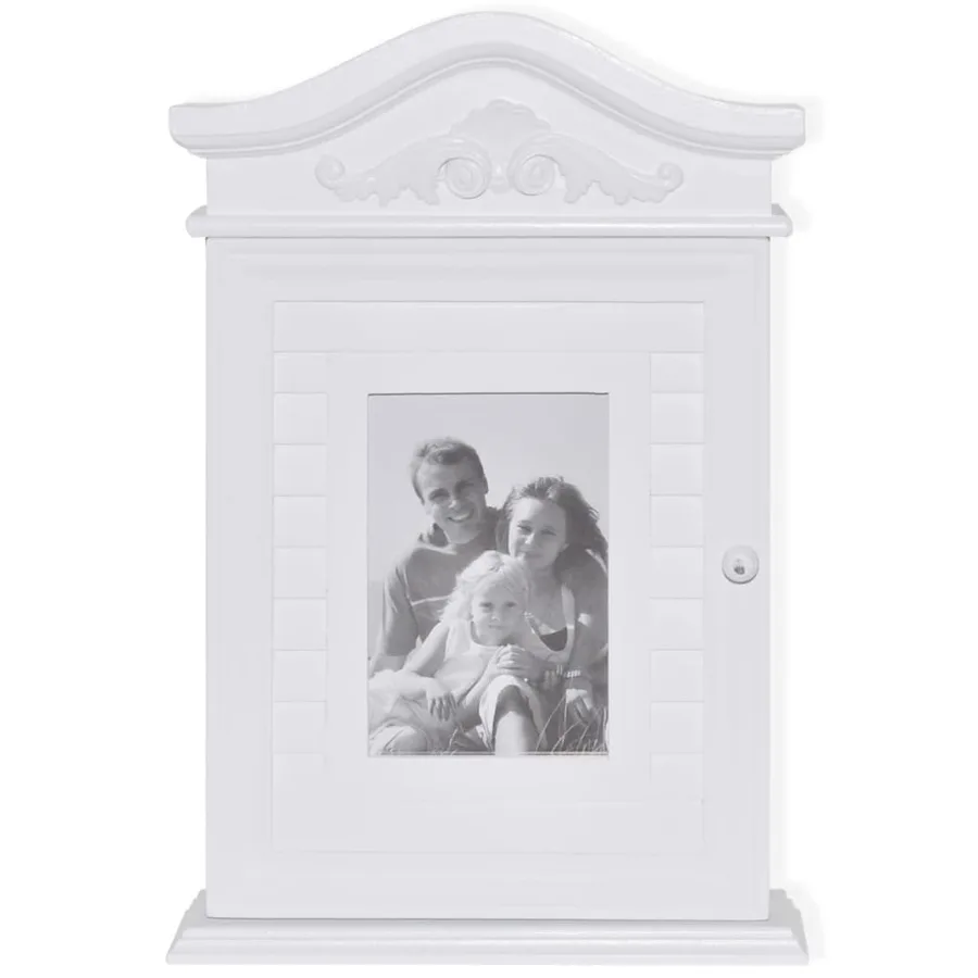 Armoire à clés avec cadre photo Blanc - 3