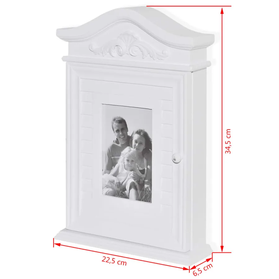 Armoire à clés avec cadre photo Blanc - 9