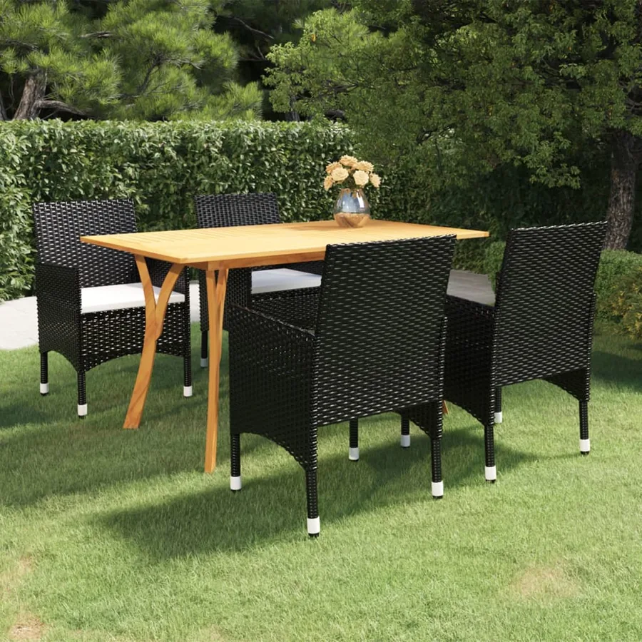 Ensemble à manger de jardin 5 pcs Noir