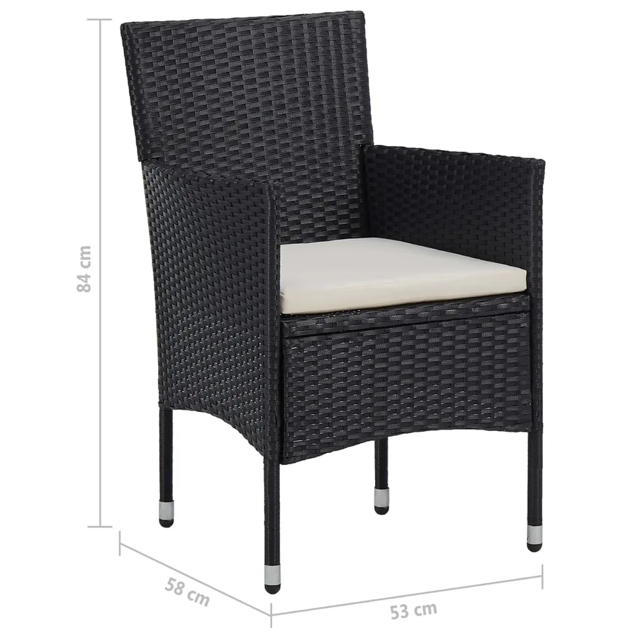 Ensemble à manger de jardin 5 pcs Noir - 8