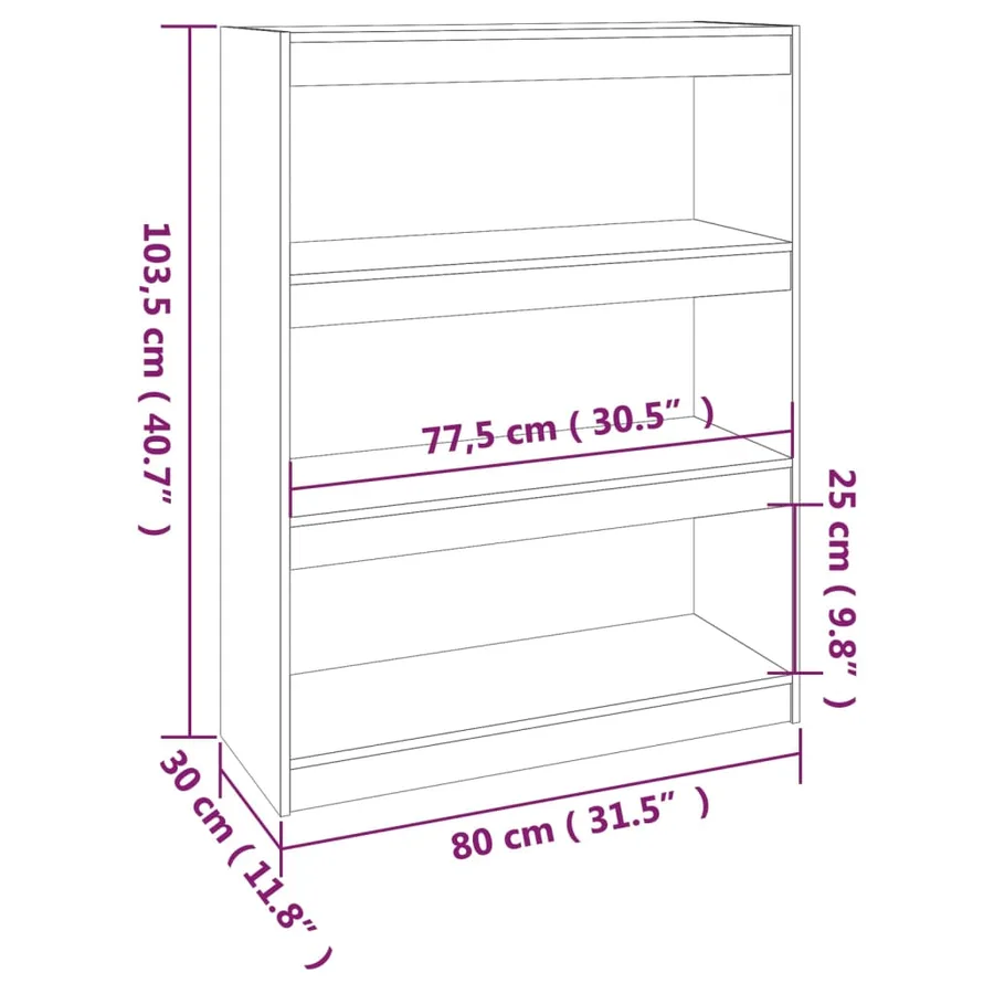 Bibliothèque/Séparateur de pièce Blanc 80x30x103,5cm Pin massif - 8