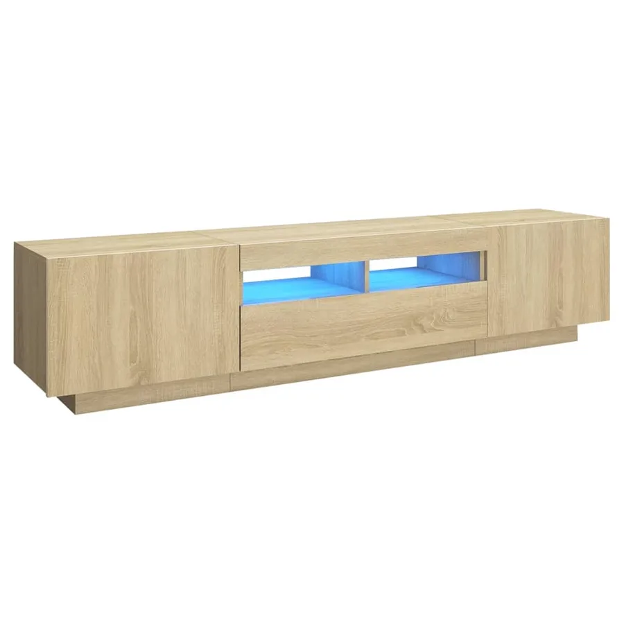 Meuble TV avec lumières LED Chêne sonoma 180x35x40 cm - 2