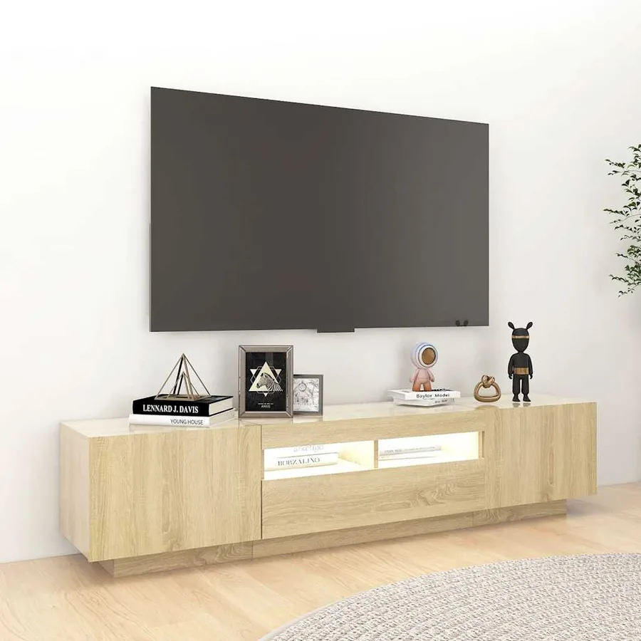Meuble TV avec lumières LED Chêne sonoma 180x35x40 cm - 5