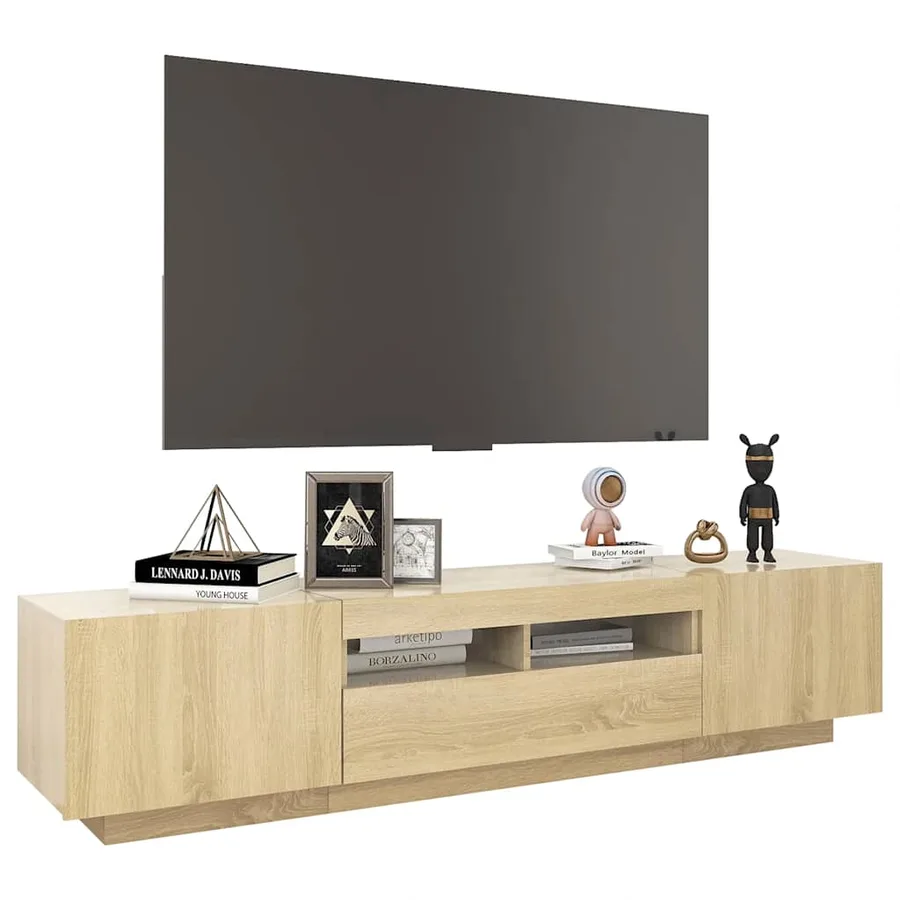 Meuble TV avec lumières LED Chêne sonoma 180x35x40 cm - 6
