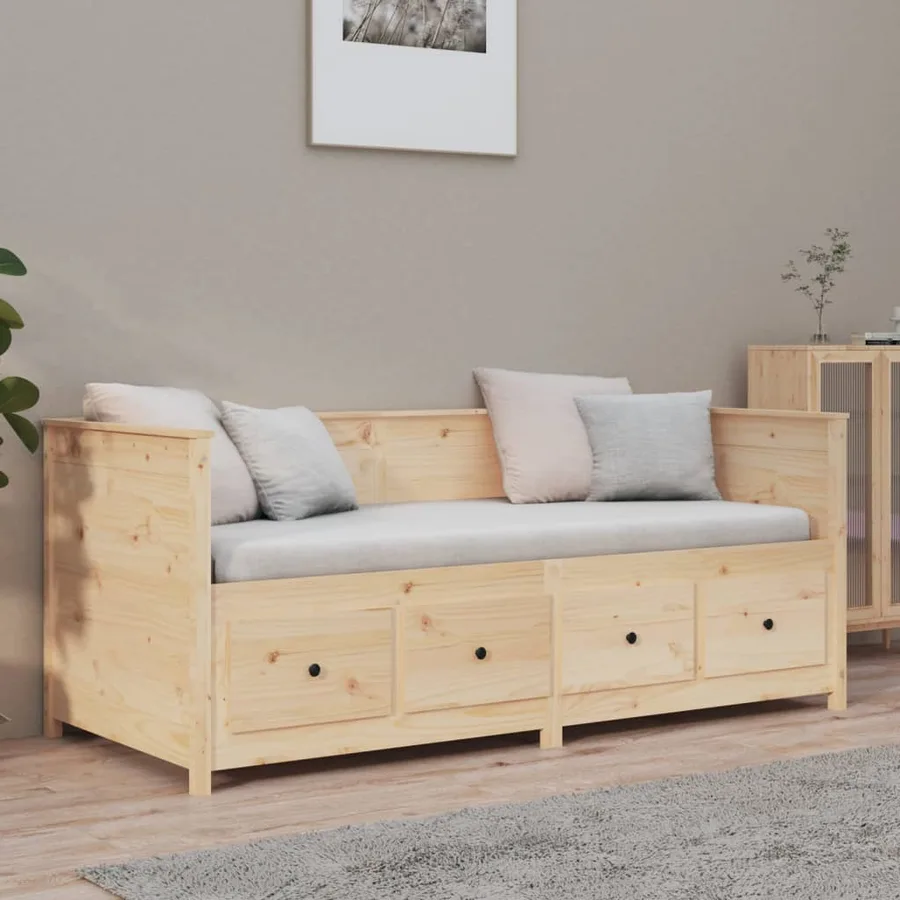 Lit de jour sans matelas 90x190 cm bois de pin massif - 4
