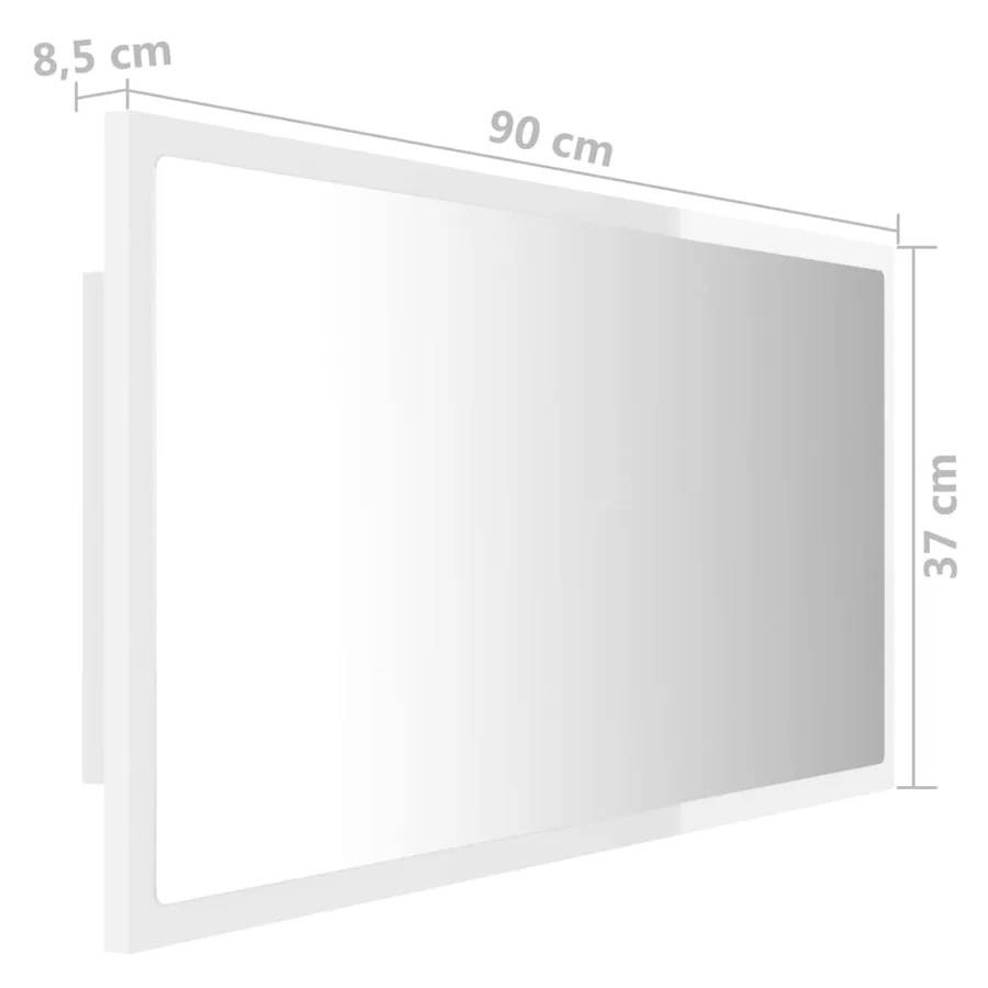 Miroir à LED de bain Blanc brillant 90x8,5x37 cm Acrylique - 12