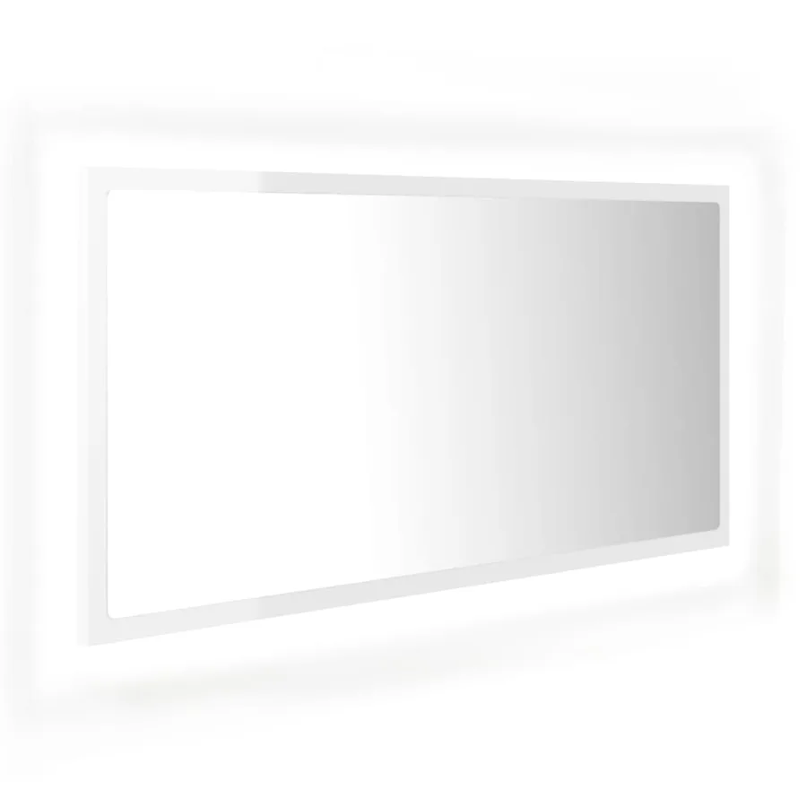 Miroir à LED de bain Blanc brillant 90x8,5x37 cm Acrylique - 2