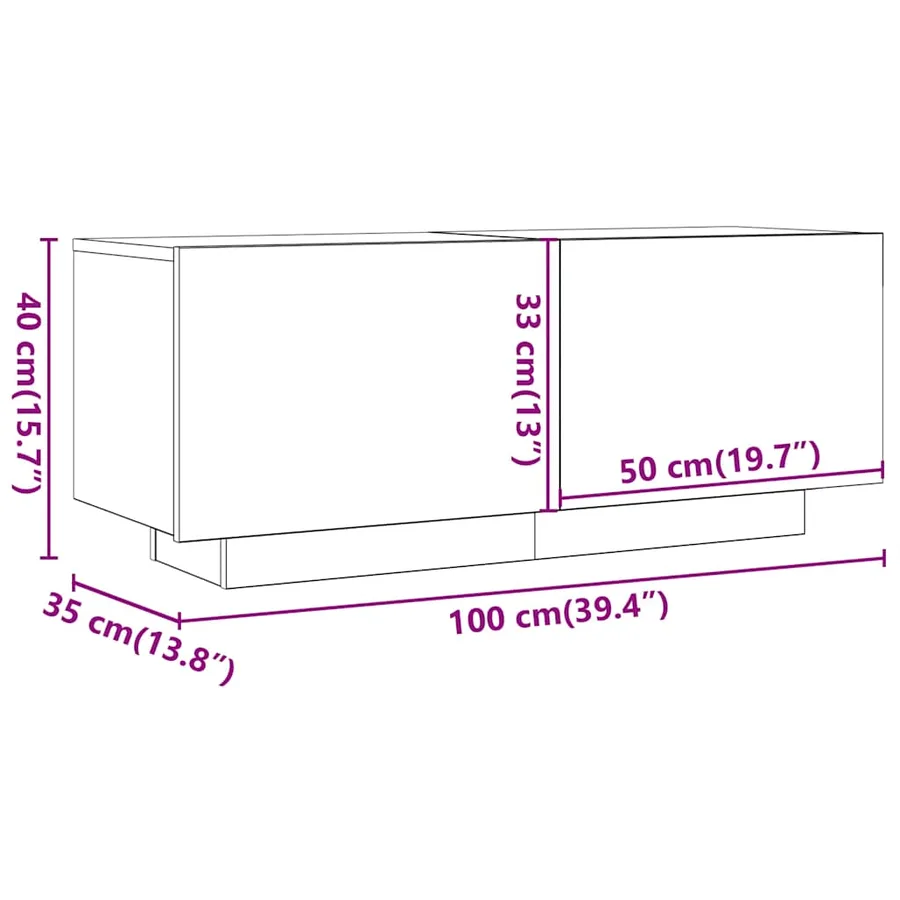 Meuble TV Chêne sonoma 100x35x40 cm Bois d'ingénierie - 11